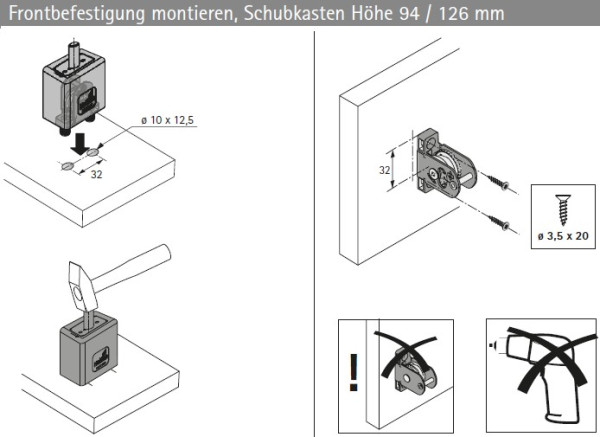 Set ArciTech 94mm - Nennlänge 270mm - variable Korpusbreite, silber