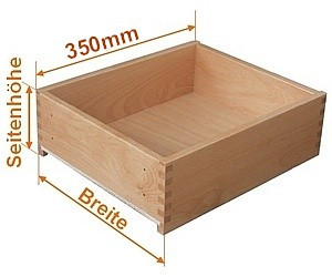 Holzschubkasten Nennlänge 350mm Breite 200mm bis 300mm