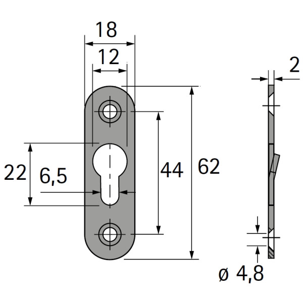 Linsenkopfbeschlag 62mm