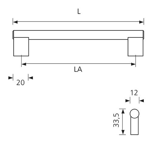 Stangengriff -Rieke- aus Edelstahl BA 384mm