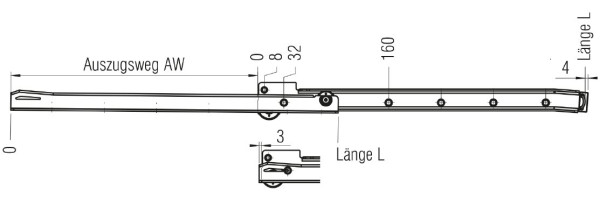 Rollenführung FR 2071 Teilauszug 500mm (Garnitur)