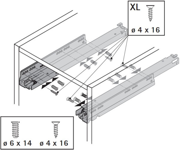Hettich Actro YOU Vollauszug mit Silent System NL 500mm L bis 40kg