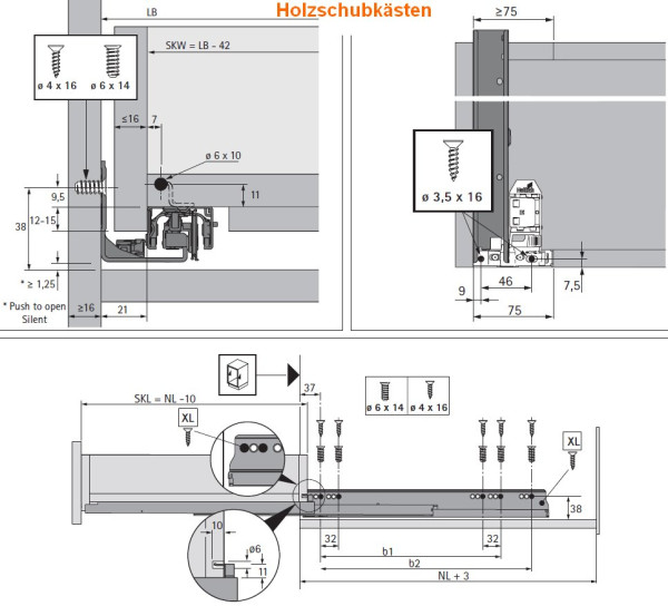 Hettich Actro YOU Vollauszug mit Silent System NL 500mm L bis 40kg