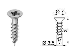 Spanplattenschraube BLUM Senkkopf, Ø3,5mm x17mm 100 Stück