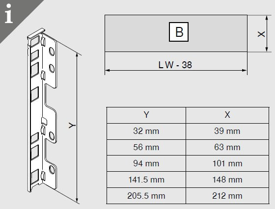 BLUM LEGRABOX pure Zargen-Set M , 770M6502S, NL 650mm