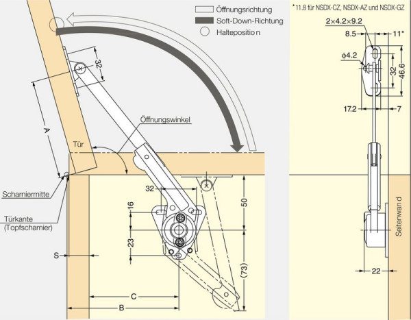 Truhenbeschlag NSDX-20L, vernickelt links