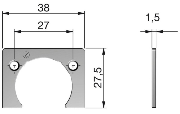 KIMANA Distanzplatte zu Klappenband, Höhe 1,5 mm
