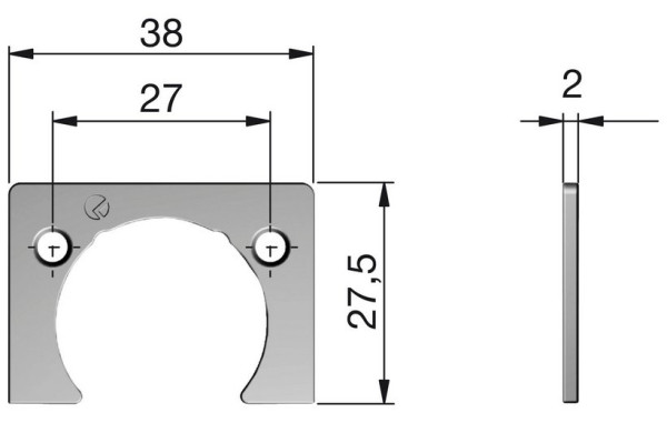 KIMANA Distanzplatte zu Klappenband, Höhe 2 mm