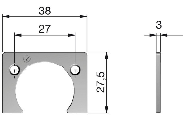 KIMANA Distanzplatte zu Klappenband, Höhe 3 mm