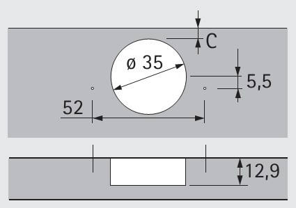 Topfscharnier sensys 8639i W90 für Stollenanschläge