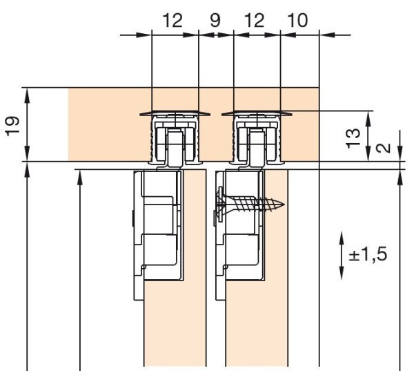 Laufschienen mit Drehriegel HAWA Clipo 10/15 250cm
