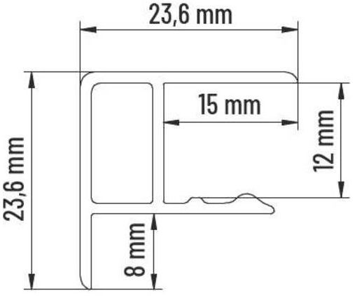 Formteile für Sockelblenden, Aluminium gebürstet; Abschlussprofil/Außenecke 90°; Höhe 117mm