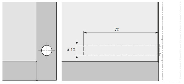 Push-To-Open Magnet zum Einbohren, anthrazit, Langhub