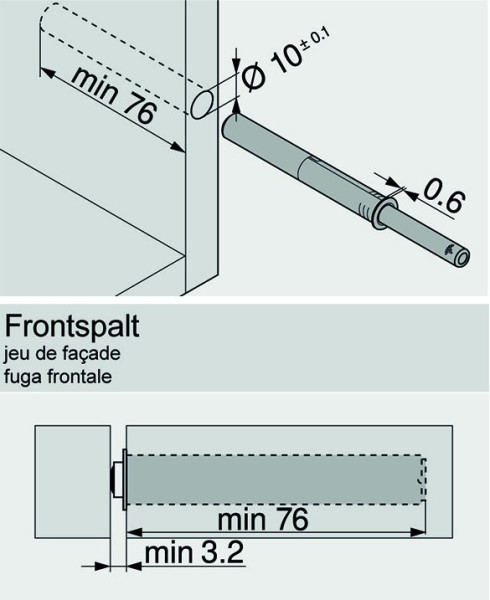 TIP ON 956A BLUM mit Puffer, lang, weiß