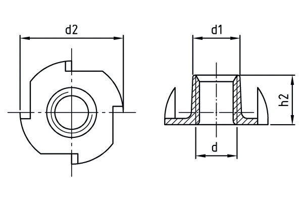 Einschlagmutter Edelstahl M10 Länge 13mm