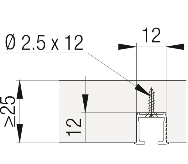 Laufschienen HAWA Clipo 10/15 gelocht, für Schraubenbefestigung 250cm