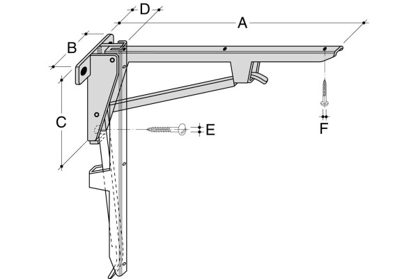 Klappkonsole HEBGO verz. 380mm Belastbarkeit 75kg pro Konsole