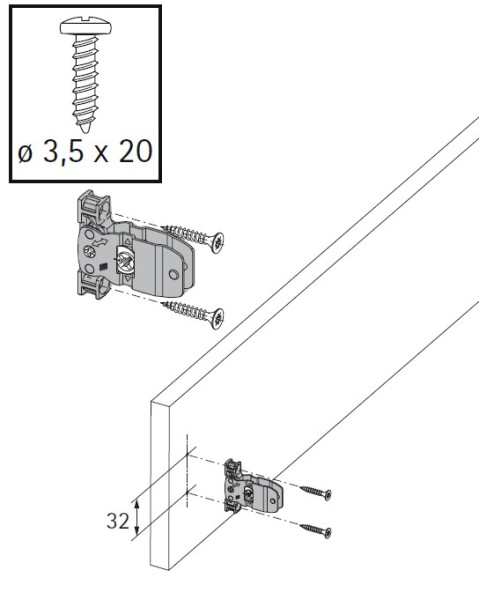 AvanTech YOU Frontbefestigung für Zarge, Höhe 101mm, zum Anschrauben