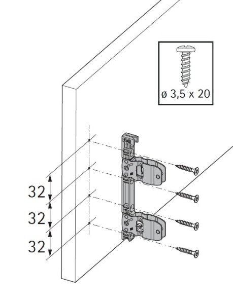 AvanTech YOU Frontbefestigung für Zarge, Höhe 187mm, zum Anschrauben