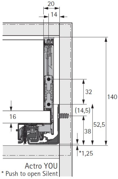 AvanTech YOU Set Zarge, Höhe 139mm x NL 650mm, silber, links und rechts