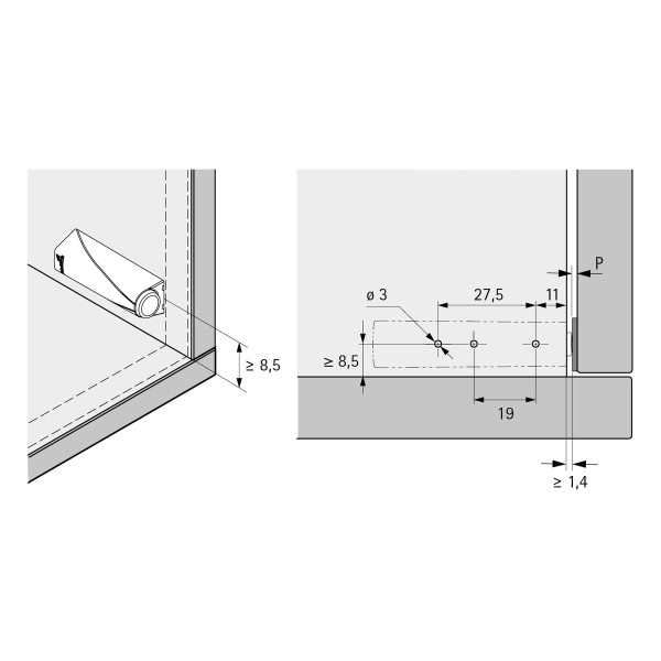 Push to open Magnet zum Anschrauben grau Kurzhub 20mm