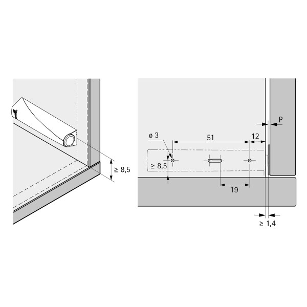 Push to open Magnet zum Anschrauben anthrazit Langhub 37mm