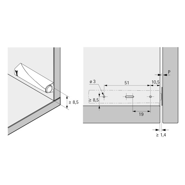 Push to open Magnet zum Anschrauben grau Langhub 37mm