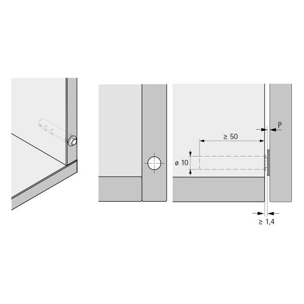 Push-To-Open Pin zum Einbohren, anthrazit, Kurzhub