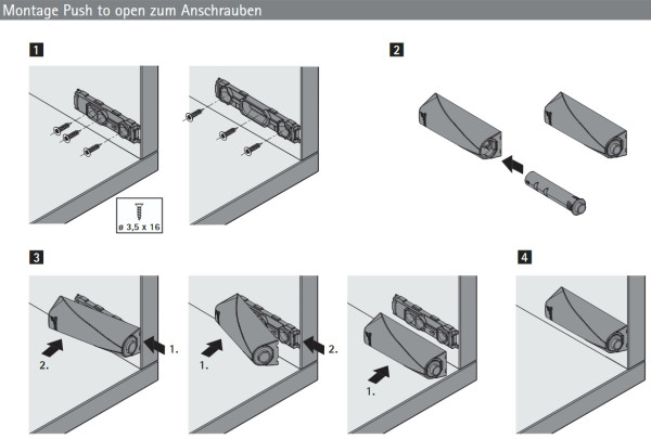 Push to open Pin Strong zum Anschrauben, weiß, Langhub 37mm