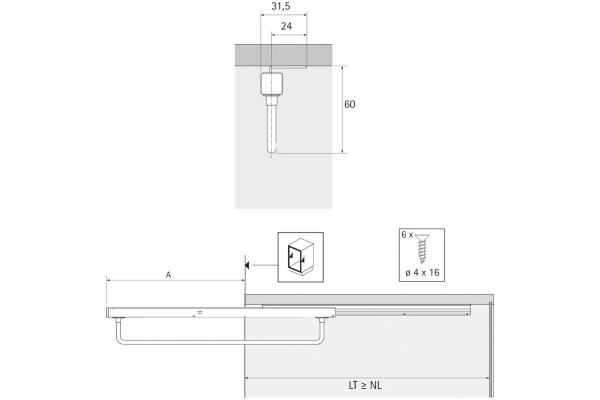Kleiderbügelauszug mit Auszugsführung, 400 mm, Edelstahl Optik