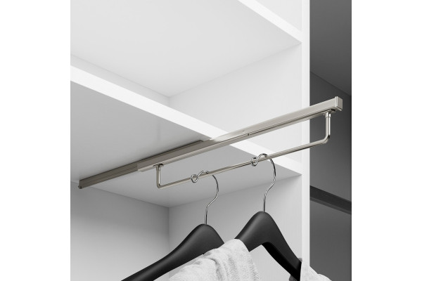 Kleiderbügelauszug mit Auszugsführung, 500 mm, Edelstahl Optik