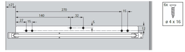 Kleiderbügelauszug mit Auszugsführung, 500 mm, Edelstahl Optik