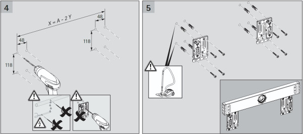 Schrankaufhänger-Set HETTICH SAH 500, zum Einpressen