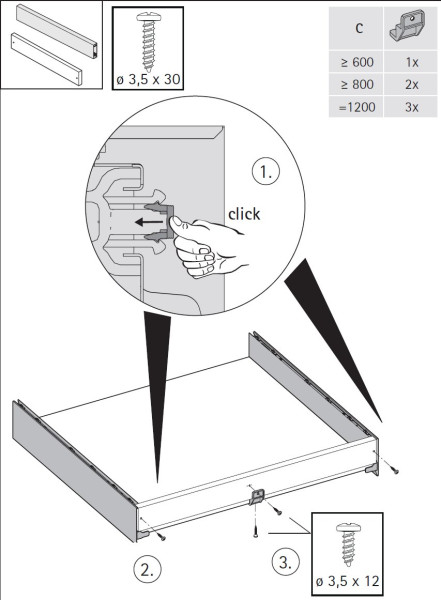AvanTech YOU Set Zarge, Höhe 187mm x NL 500mm, silber, links und rechts