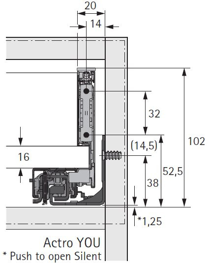 AvanTech YOU Set Zarge, Höhe 101mm x NL 600mm, silber, links und rechts