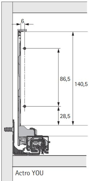 AvanTech YOU Set Zarge, Höhe 187mm x NL 500mm, anthrazit, links und rechts