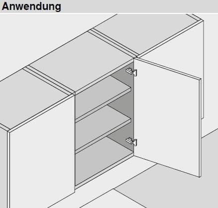 Topfscharnier CLIP top 110° (Eckanschlag) ohne Feder