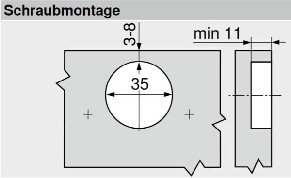 BLUM CLIP top Weitwinkel Scharnier 170°, gerade mit Feder