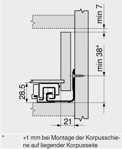 MOVENTO mit TIP-ON, Vollauszug 40 kg, NL=550, BLUM 760H5500T