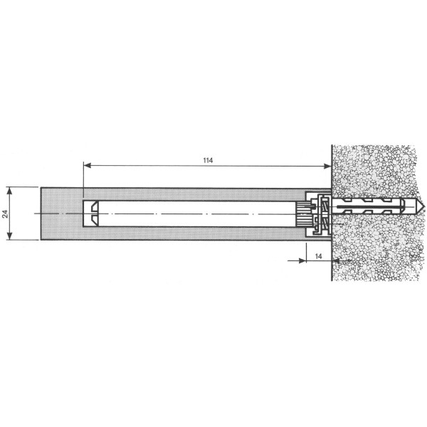 Tablarträger Nova 20, Tablarstärke 24 mm, Bohrtiefe 114 mm