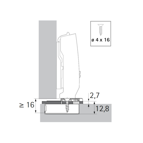Adapter zur Reduzierung der Bohrtiefe, für Bohrbild TH oder TS, Dicke 2.7mm