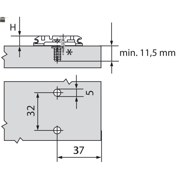 BLUM CLIP Exzenter Kreuzmontageplatte, Stahl, EXPANDO, Distanz 0 mm