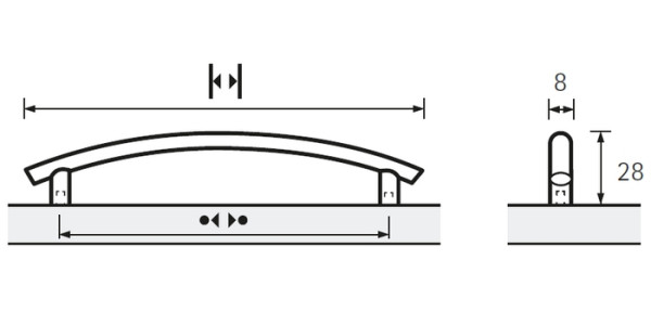 Möbelgriff -Bathia- Bohrabstand 96mm Edelstahl Optik