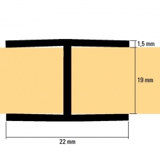 H-Profil, 19 mm, Lichtgrau  RAL 7035, 2600mm