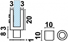 Glastürscharnier Messing 40/20 verchromt poliert  (Garnitur)