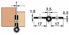 Möbelband FS, Kröpfung A, Rollendurchm. 6mm, LINKS, 60mm