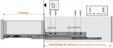 Holzschubkasten Nennlänge 600mm  Breite 301 bis 400mm