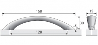 Möbelgriff  -Carvo-  Bohrabstand 128mm  Edelstahl Optik