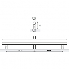 Möbelgriff  -Hale-  Bohrabstand 2 x 453,5mm  Edelstahl Optik