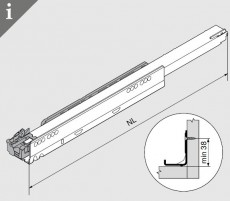 Blum BLUMOTION S Vollauszug für LEGRABOX NL 600mm bis 40kg